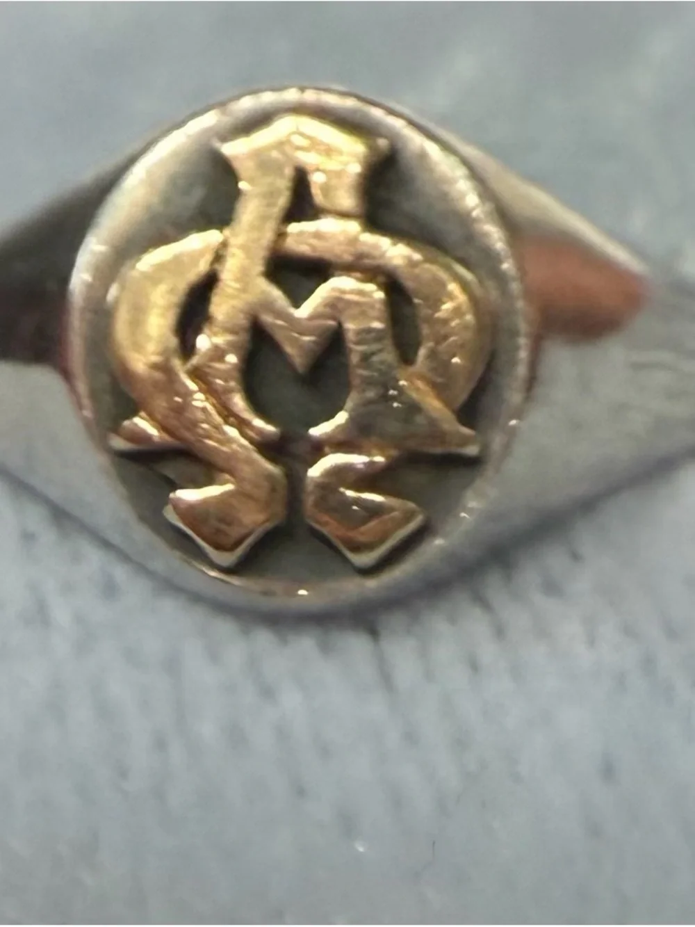 Retired James Avery Alpha Omega Ring 14K gold/Serling silver